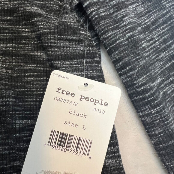 Free People Top Womens Large Black Stonecold Turtleneck Tunic Split Back Layers - Picture 7 of 13